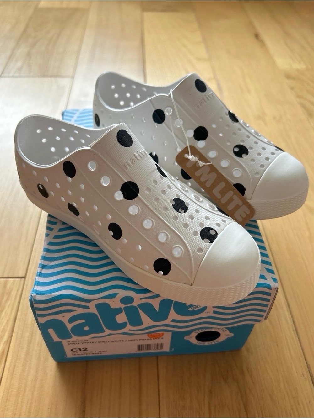 NIB Native Jefferson Slip-on Shoes Polka Dot Print, Size C12
